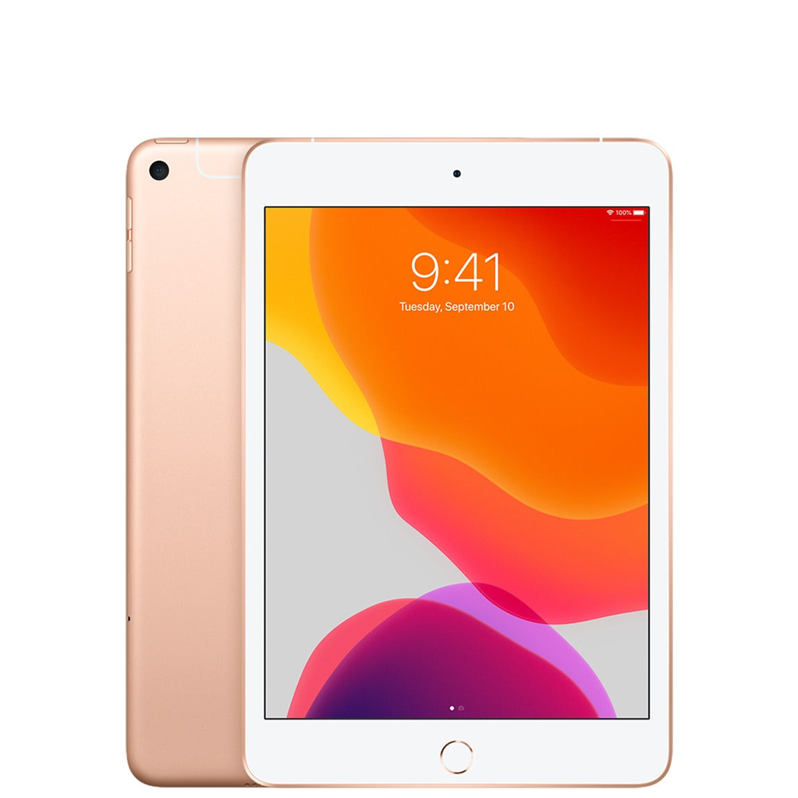 Refurbished Apple iPad mini 5 64GB in Gold displayed front and center